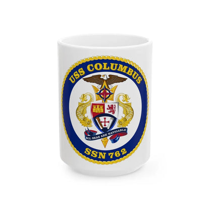 USS Columbus SSN 762 (U.S. Navy) White Coffee Mug-15oz-Go Mug Yourself