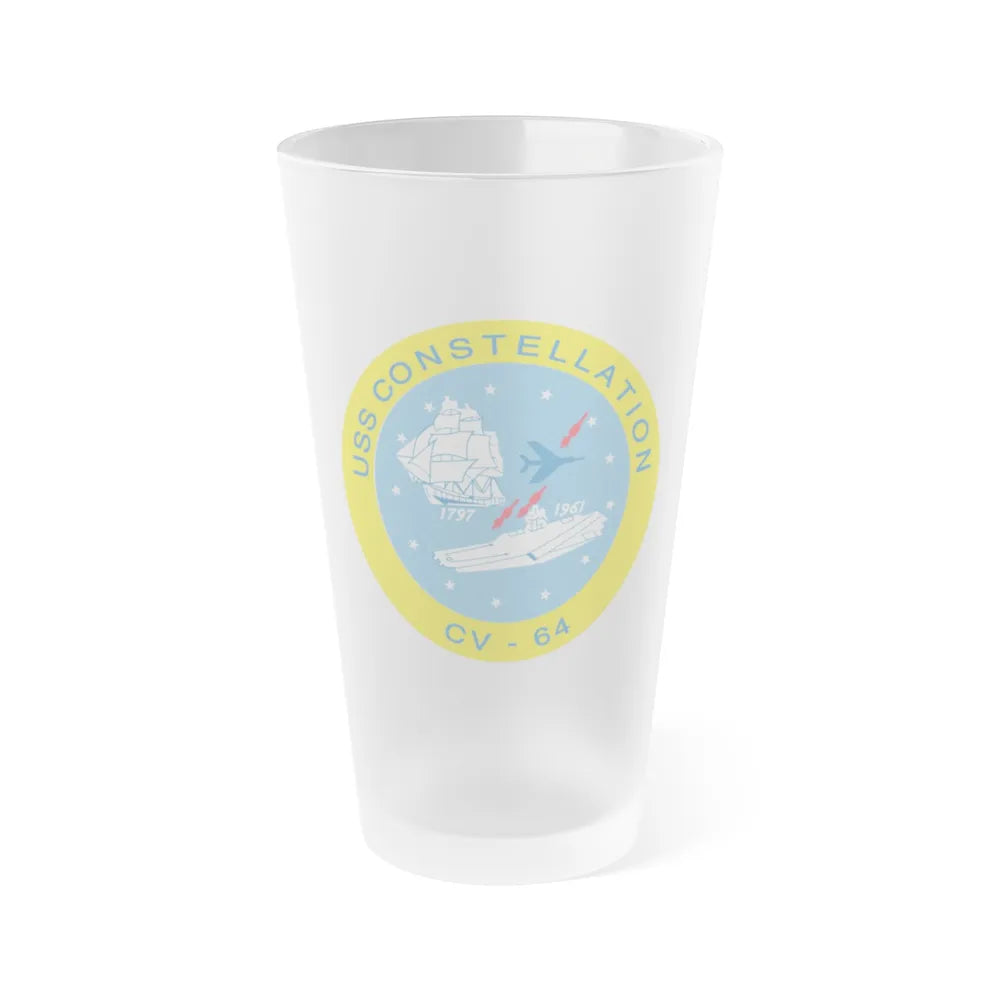 USS Constellation CV 64 (U.S. Navy) Frosted Pint Glass 16oz-Go Mug Yourself