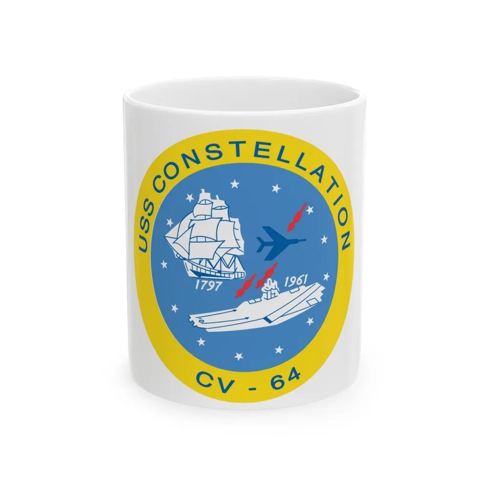 USS Constellation CV 64 (U.S. Navy) White Coffee Mug-11oz-Go Mug Yourself