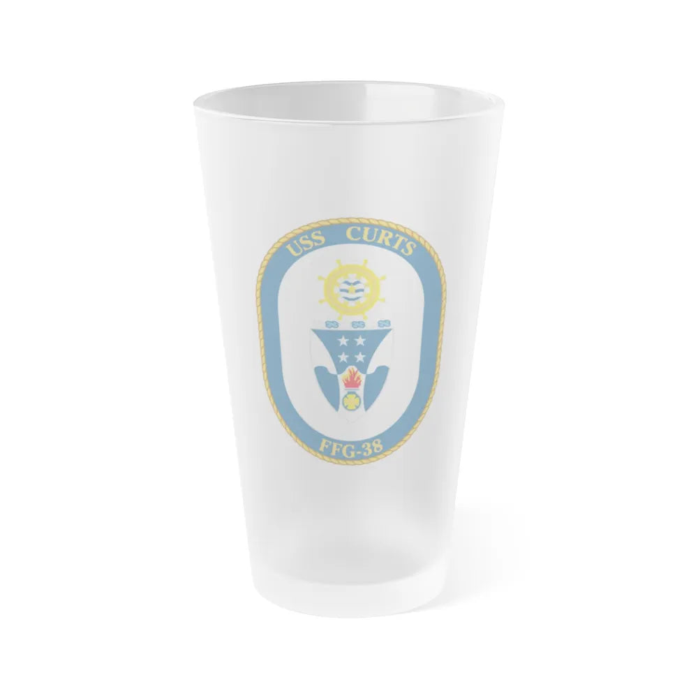 USS Curts FFG 38 (U.S. Navy) Frosted Pint Glass 16oz-Go Mug Yourself