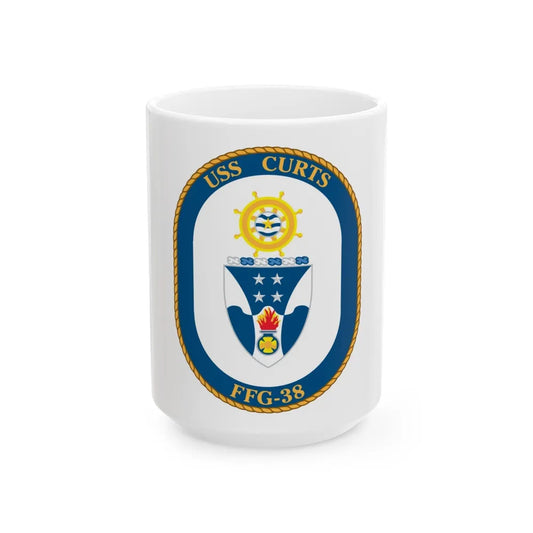 USS Curts FFG 38 (U.S. Navy) White Coffee Mug-15oz-Go Mug Yourself