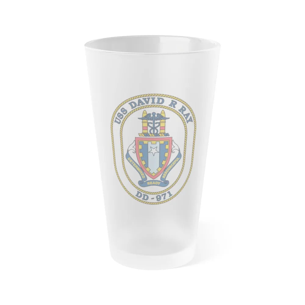 USS David R Ray DD 971 (U.S. Navy) Frosted Pint Glass 16oz-Go Mug Yourself