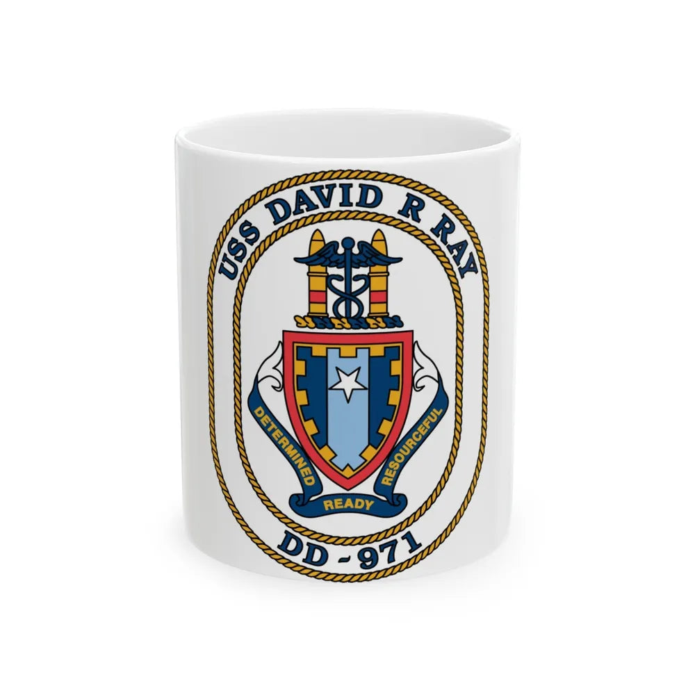 USS David R Ray DD 971 (U.S. Navy) White Coffee Mug-11oz-Go Mug Yourself