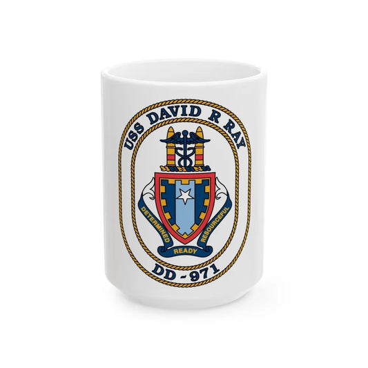 USS David R Ray DD 971 (U.S. Navy) White Coffee Mug-15oz-Go Mug Yourself