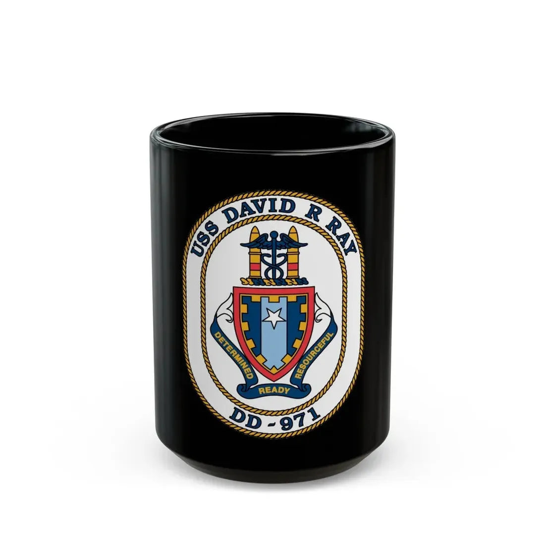 USS David R Ray DD 971 (U.S. Navy) Black Coffee Mug 15oz - Go Mug Yourself