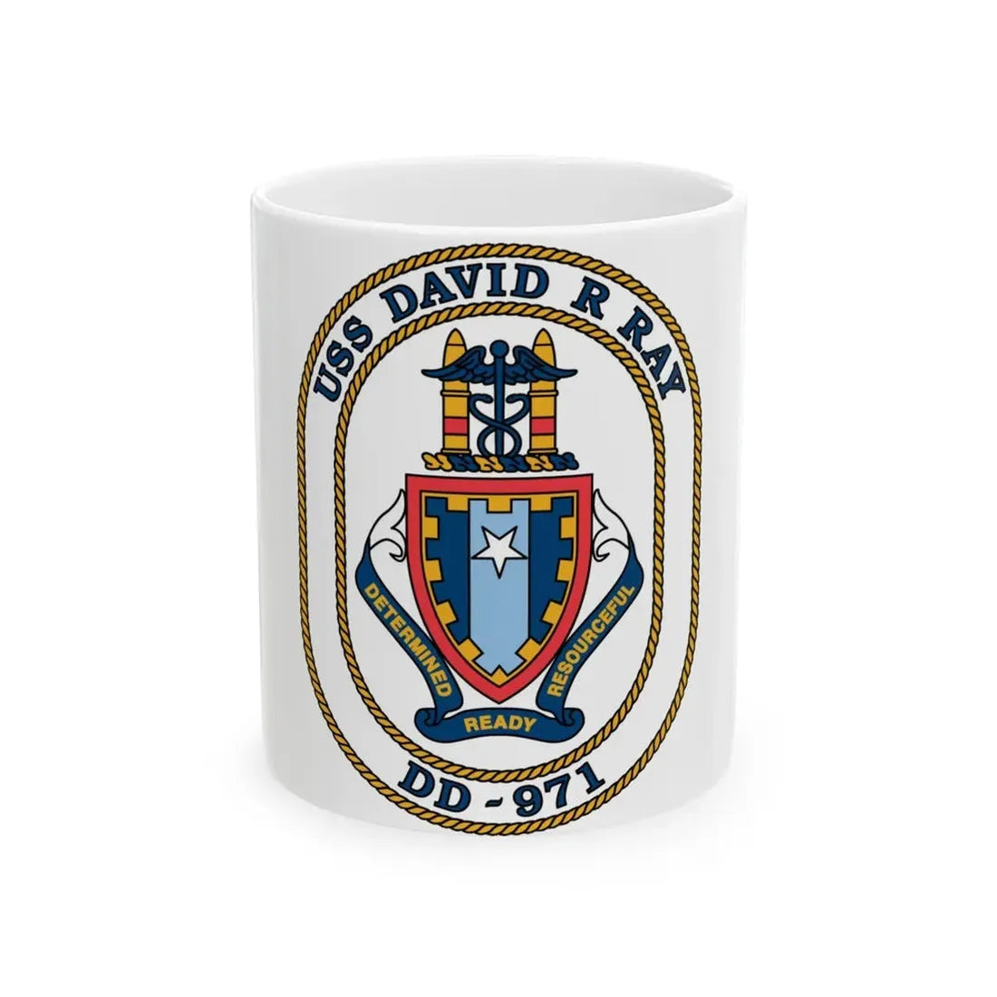 USS David R Ray DD 971 (U.S. Navy) White Coffee Mug 11oz - Go Mug Yourself