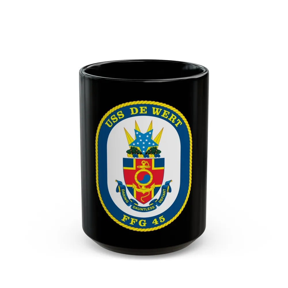 USS De Wert FFG 45 (U.S. Navy) Black Coffee Mug-15oz-Go Mug Yourself