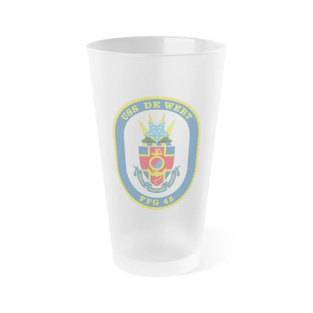 USS De Wert FFG 45 (U.S. Navy) Frosted Pint Glass 16oz-Go Mug Yourself