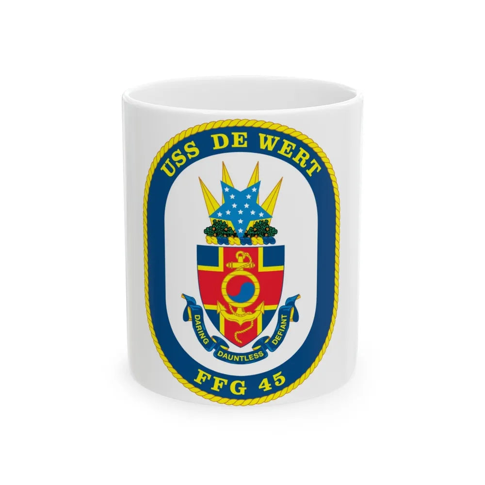 USS De Wert FFG 45 (U.S. Navy) White Coffee Mug-11oz-Go Mug Yourself