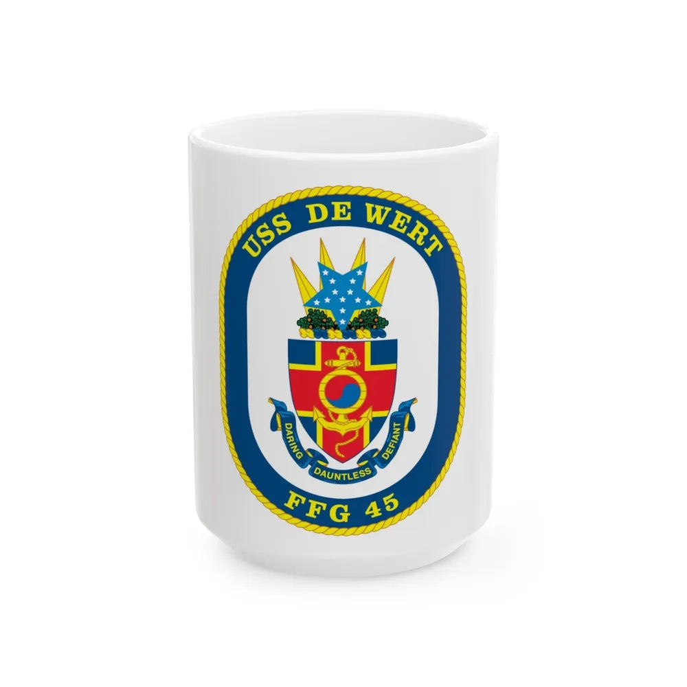 USS De Wert FFG 45 (U.S. Navy) White Coffee Mug-15oz-Go Mug Yourself