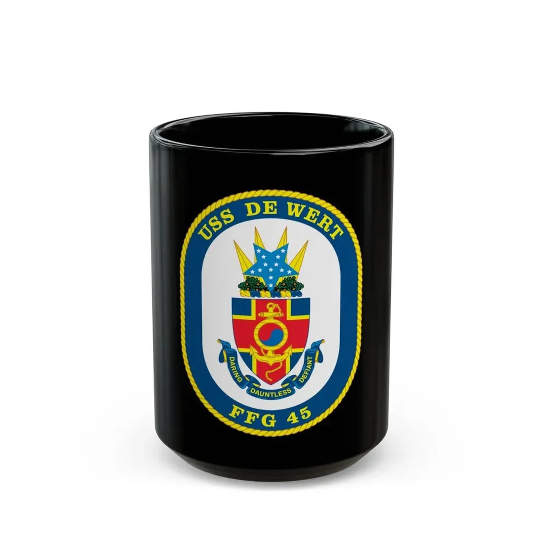USS De Wert FFG 45 (U.S. Navy) Black Coffee Mug 15oz - Go Mug Yourself