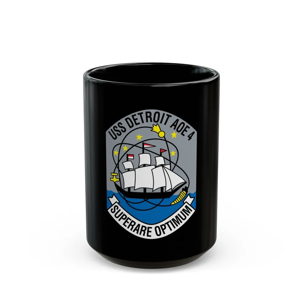 USS Detroit AOE 4 (U.S. Navy) Black Coffee Mug-15oz-Go Mug Yourself