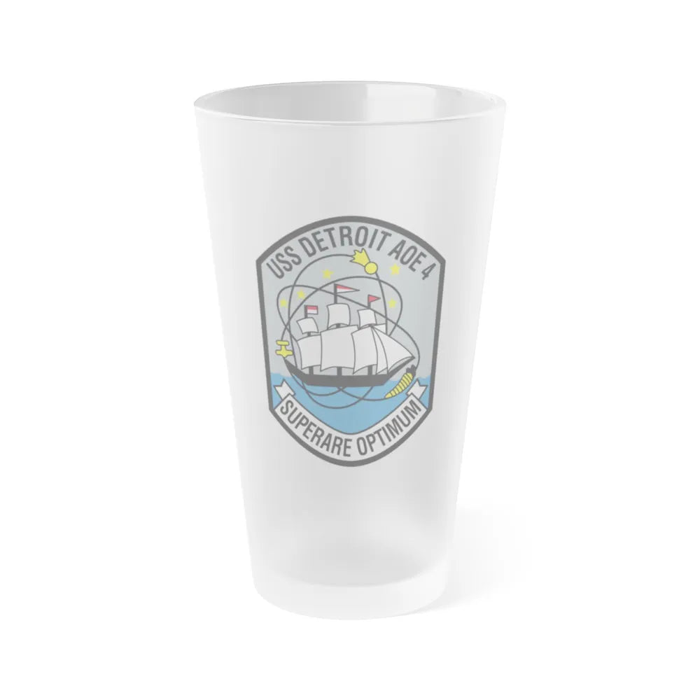 USS Detroit AOE 4 (U.S. Navy) Frosted Pint Glass 16oz-Go Mug Yourself