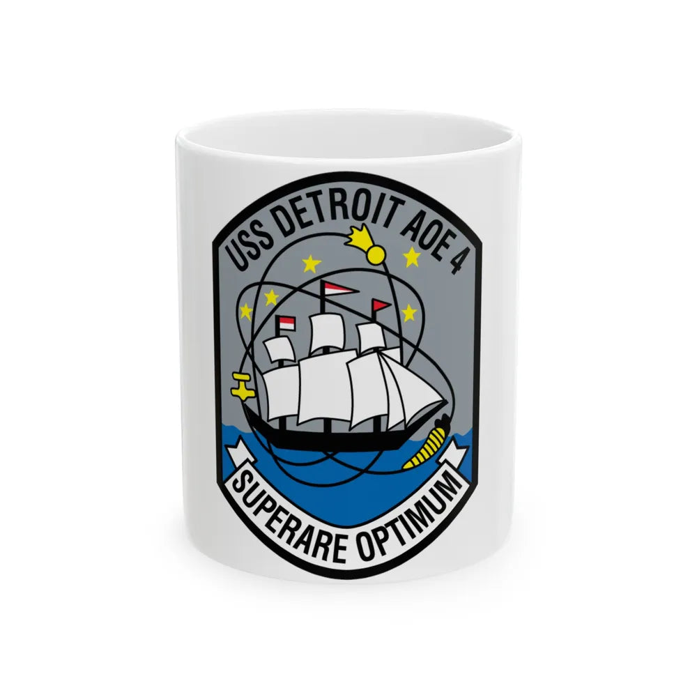 USS Detroit AOE 4 (U.S. Navy) White Coffee Mug-11oz-Go Mug Yourself