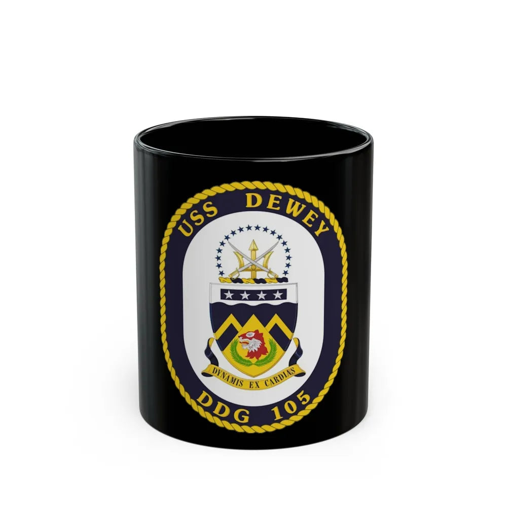 USS Dewey COA (U.S. Navy) Black Coffee Mug-11oz-Go Mug Yourself