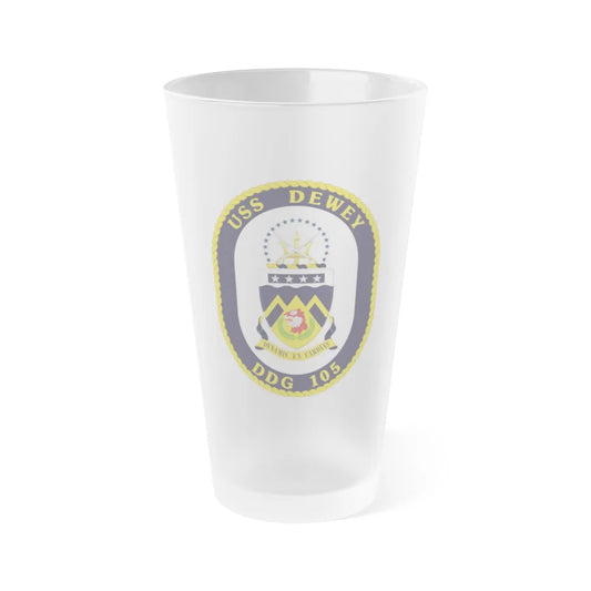 USS Dewey COA (U.S. Navy) Frosted Pint Glass 16oz-Go Mug Yourself