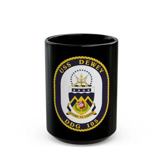 USS Dewey COA (U.S. Navy) Black Coffee Mug 15oz - Go Mug Yourself