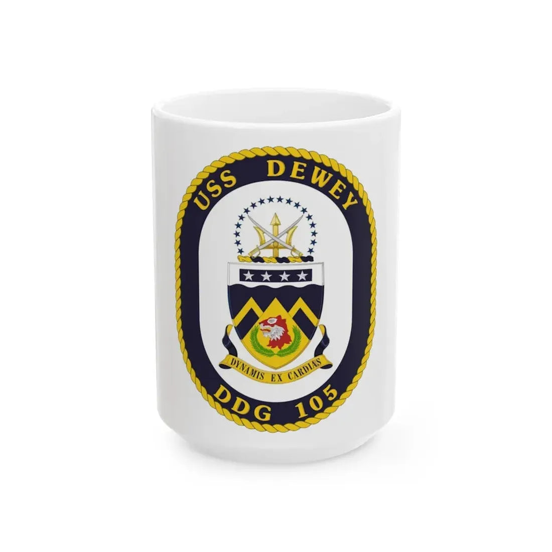 USS Dewey COA (U.S. Navy) White Coffee Mug 15oz - Go Mug Yourself