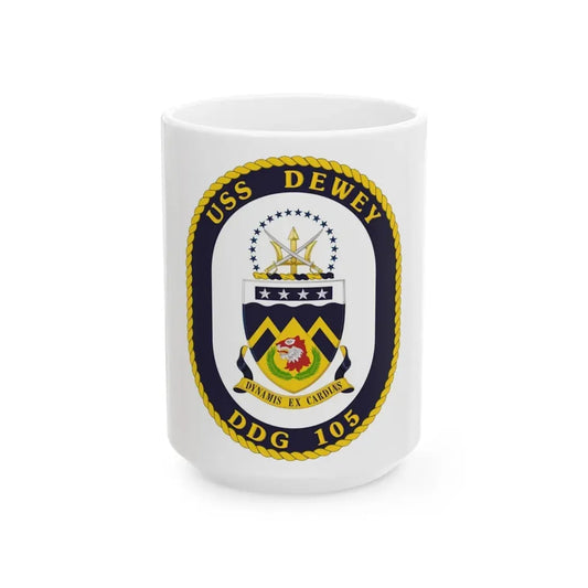 USS Dewey COA (U.S. Navy) White Coffee Mug 15oz - Go Mug Yourself