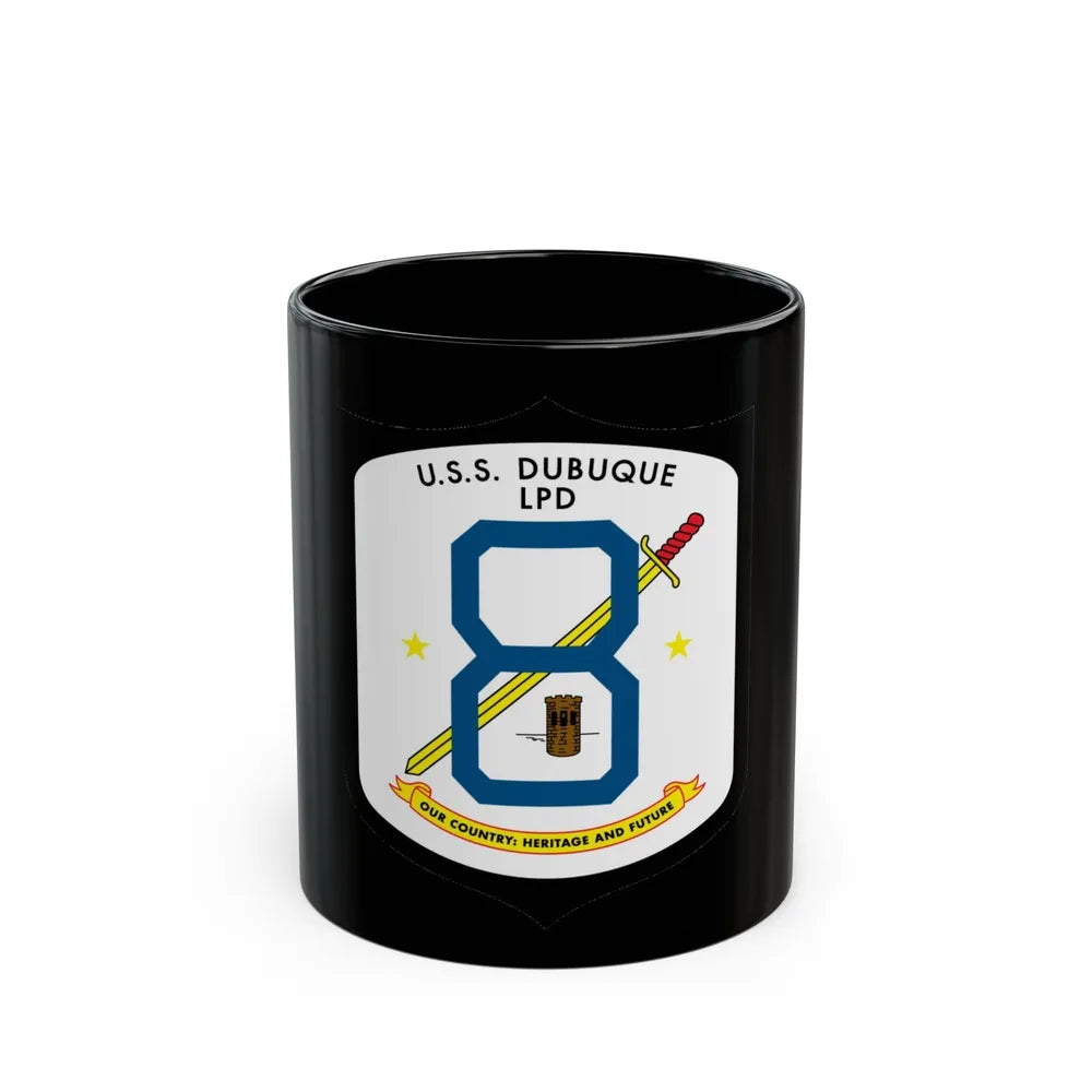 USS Dubuque LPD 8 (U.S. Navy) Black Coffee Mug-11oz-Go Mug Yourself