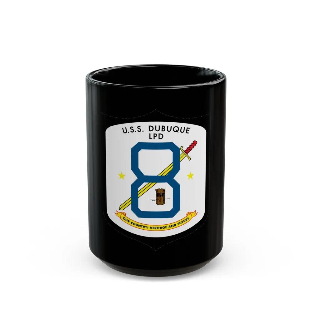 USS Dubuque LPD 8 (U.S. Navy) Black Coffee Mug-15oz-Go Mug Yourself