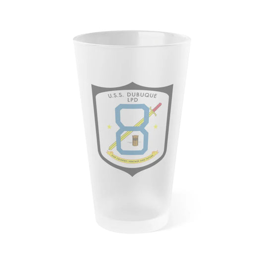 USS Dubuque LPD 8 (U.S. Navy) Frosted Pint Glass 16oz-Go Mug Yourself