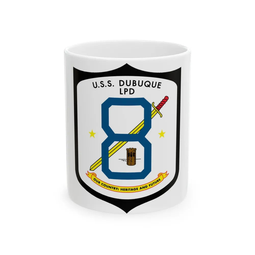 USS Dubuque LPD 8 (U.S. Navy) White Coffee Mug-11oz-Go Mug Yourself