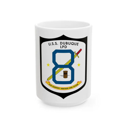 USS Dubuque LPD 8 (U.S. Navy) White Coffee Mug-15oz-Go Mug Yourself