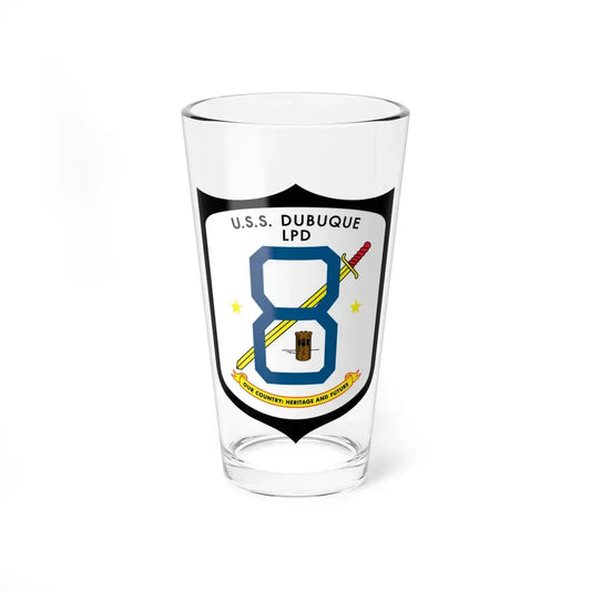 USS Dubuque LPD 8 (U.S. Navy) Pint Glass 16oz 16oz - Go Mug Yourself