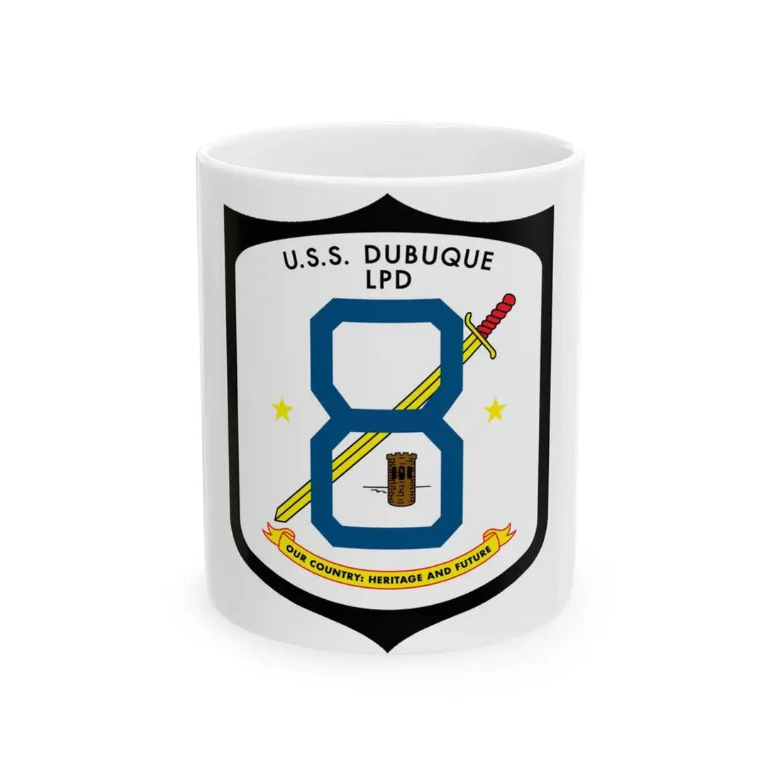 USS Dubuque LPD 8 (U.S. Navy) White Coffee Mug 11oz - Go Mug Yourself