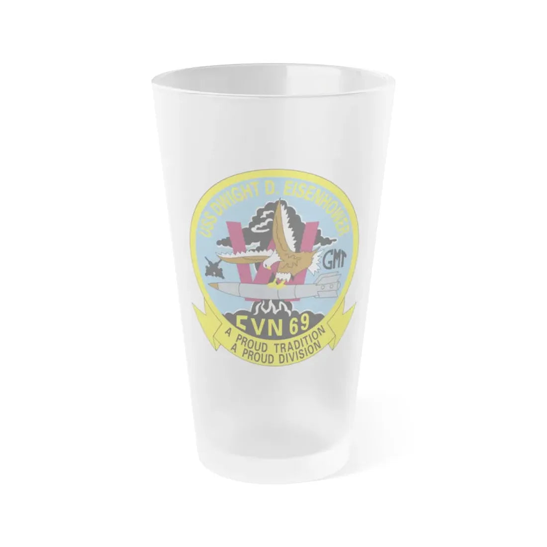 USS Dwight D Eisenhower Proud Tradition (U.S. Navy) Frosted Pint Glass 16oz Default Title - Go Mug Yourself