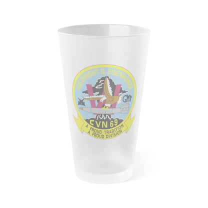 USS Dwight D Eisenhower Proud Tradition (U.S. Navy) Frosted Pint Glass 16oz Default Title - Go Mug Yourself