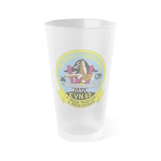 USS Dwight D Eisenhower Proud Tradition (U.S. Navy) Frosted Pint Glass 16oz Default Title - Go Mug Yourself
