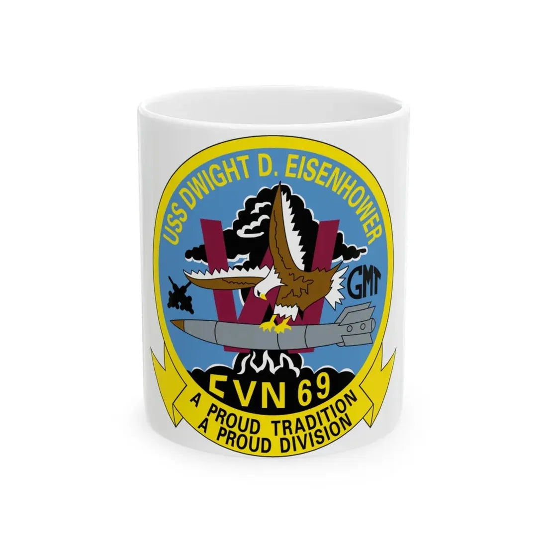 USS Dwight D Eisenhower Proud Tradition (U.S. Navy) White Coffee Mug 11oz - Go Mug Yourself
