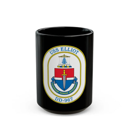 USS Elliot DD 967 (U.S. Navy) Black Coffee Mug-15oz-Go Mug Yourself