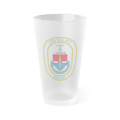 USS Elliot DD 967 (U.S. Navy) Frosted Pint Glass 16oz-Go Mug Yourself