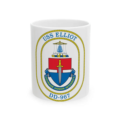 USS Elliot DD 967 (U.S. Navy) White Coffee Mug-11oz-Go Mug Yourself