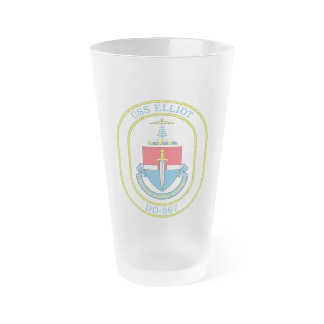 USS Elliot DD 967 (U.S. Navy) Frosted Pint Glass 16oz Default Title - Go Mug Yourself