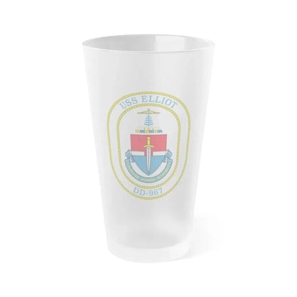 USS Elliot DD 967 (U.S. Navy) Frosted Pint Glass 16oz Default Title - Go Mug Yourself