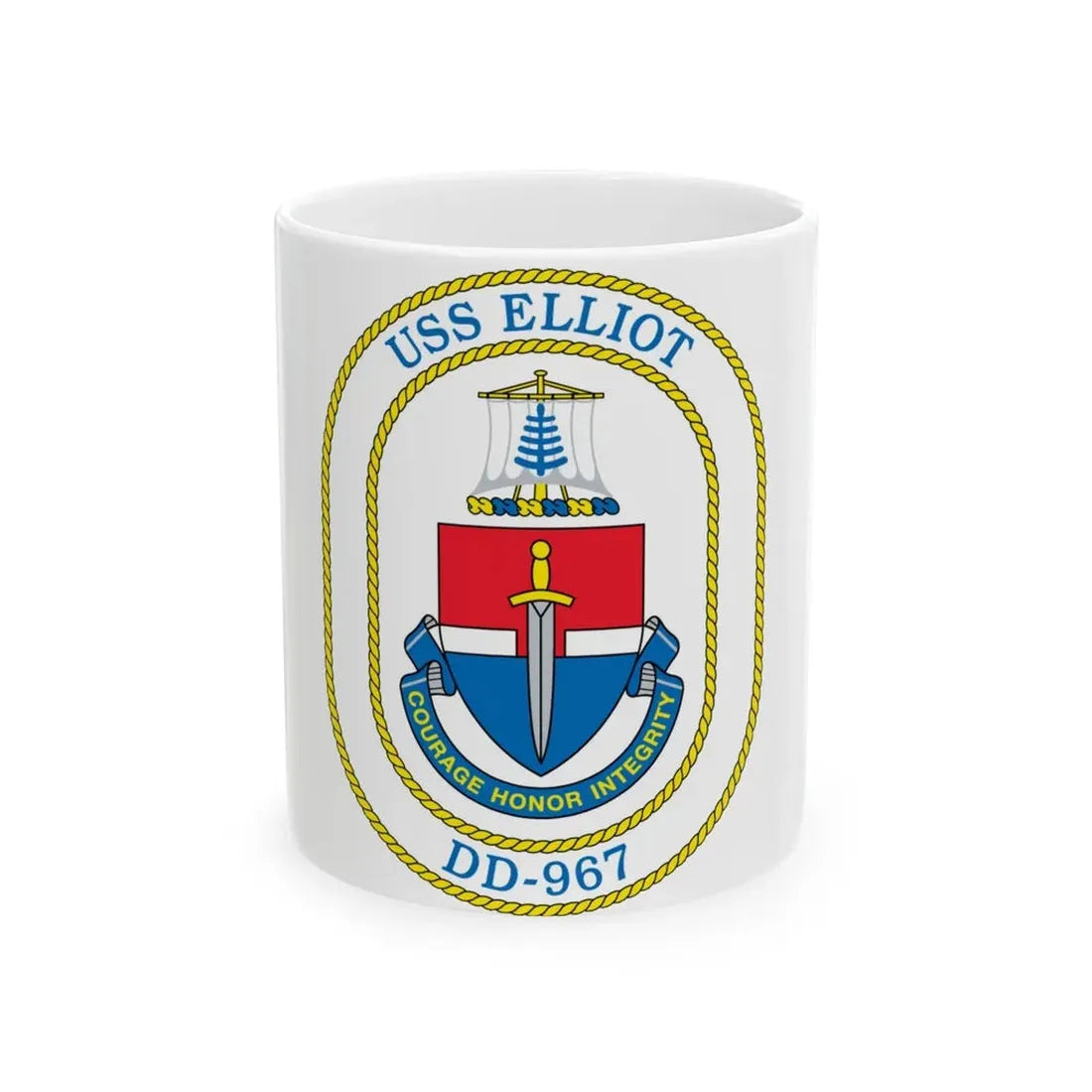 USS Elliot DD 967 (U.S. Navy) White Coffee Mug 11oz - Go Mug Yourself
