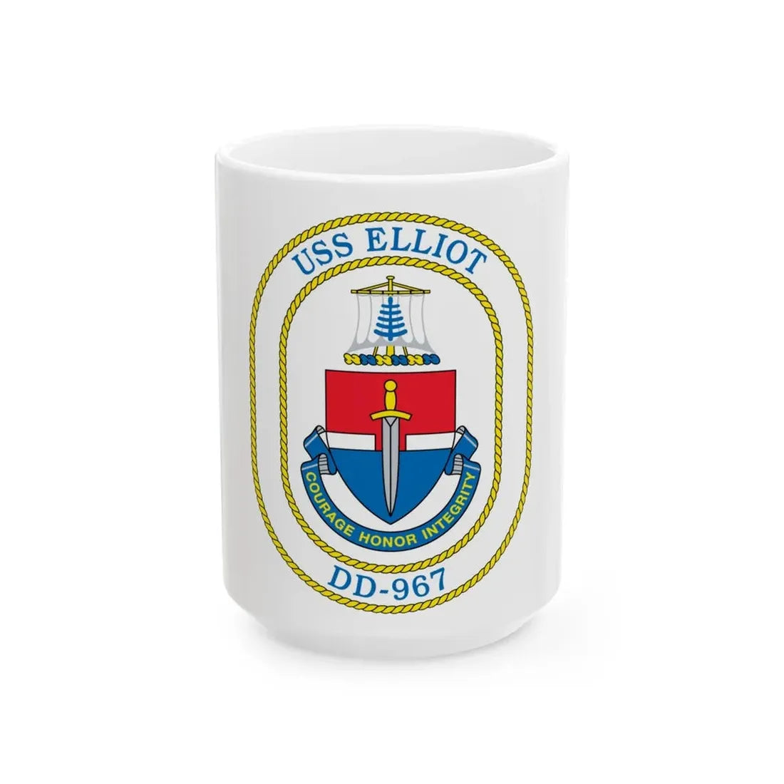 USS Elliot DD 967 (U.S. Navy) White Coffee Mug 15oz - Go Mug Yourself