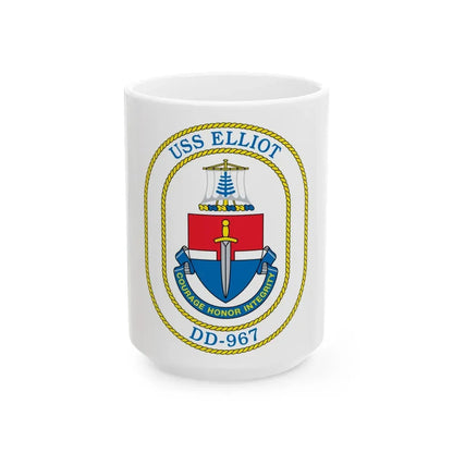 USS Elliot DD 967 (U.S. Navy) White Coffee Mug 15oz - Go Mug Yourself