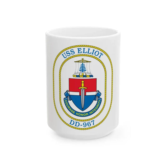 USS Elliot DD 967 (U.S. Navy) White Coffee Mug 15oz - Go Mug Yourself