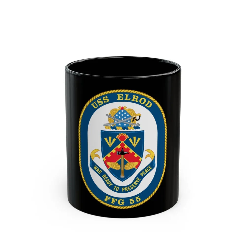 USS Elrod FFG 55 (U.S. Navy) Black Coffee Mug-11oz-Go Mug Yourself