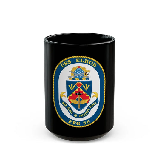 USS Elrod FFG 55 (U.S. Navy) Black Coffee Mug-15oz-Go Mug Yourself