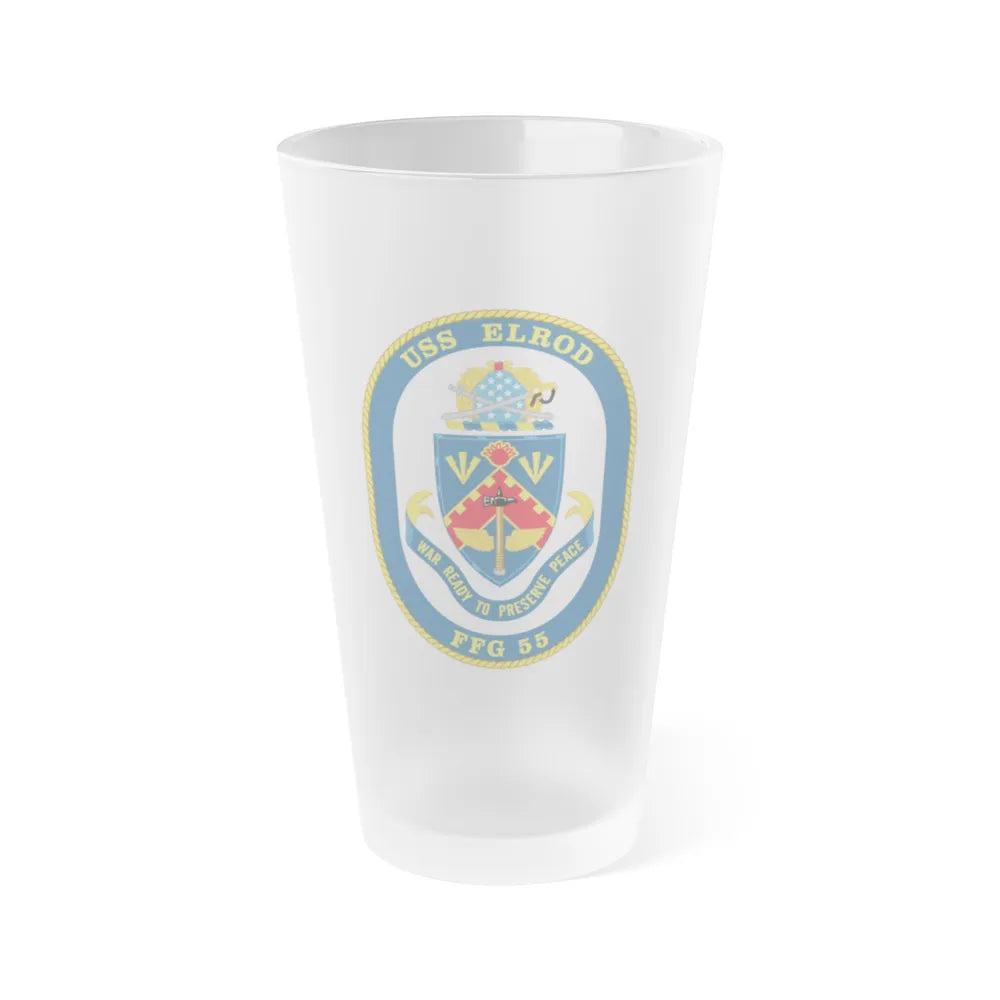 USS Elrod FFG 55 (U.S. Navy) Frosted Pint Glass 16oz-Go Mug Yourself