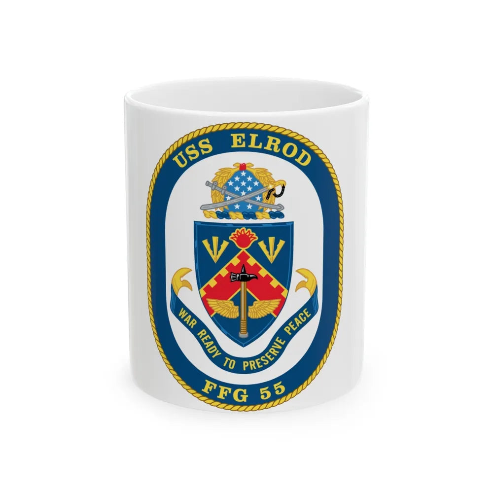 USS Elrod FFG 55 (U.S. Navy) White Coffee Mug-11oz-Go Mug Yourself