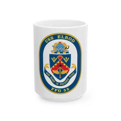 USS Elrod FFG 55 (U.S. Navy) White Coffee Mug-15oz-Go Mug Yourself