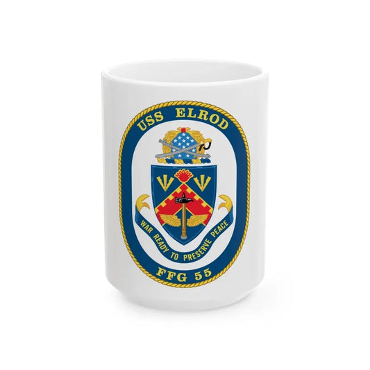 USS Elrod FFG 55 (U.S. Navy) White Coffee Mug 15oz - Go Mug Yourself