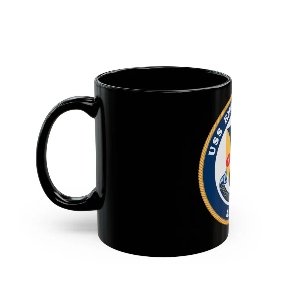 USS Emory S Land AS 39 (U.S. Navy) Black Coffee Mug-Go Mug Yourself